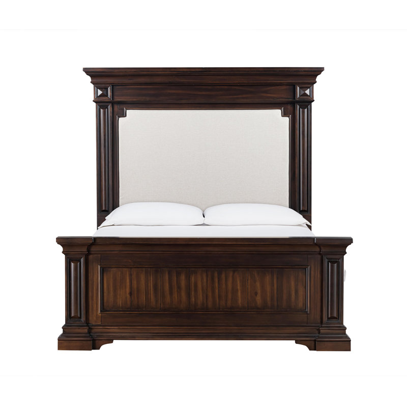 Stamford Dark Brown Queen Upholstered Wood Bed with Headboard