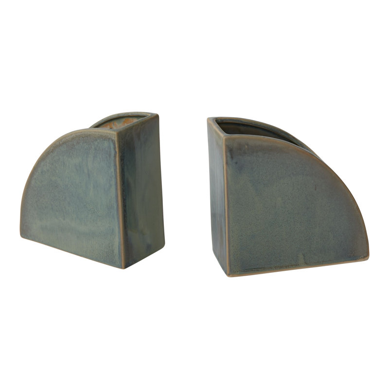 Green Ceramic Modern Decorative Bookends Set