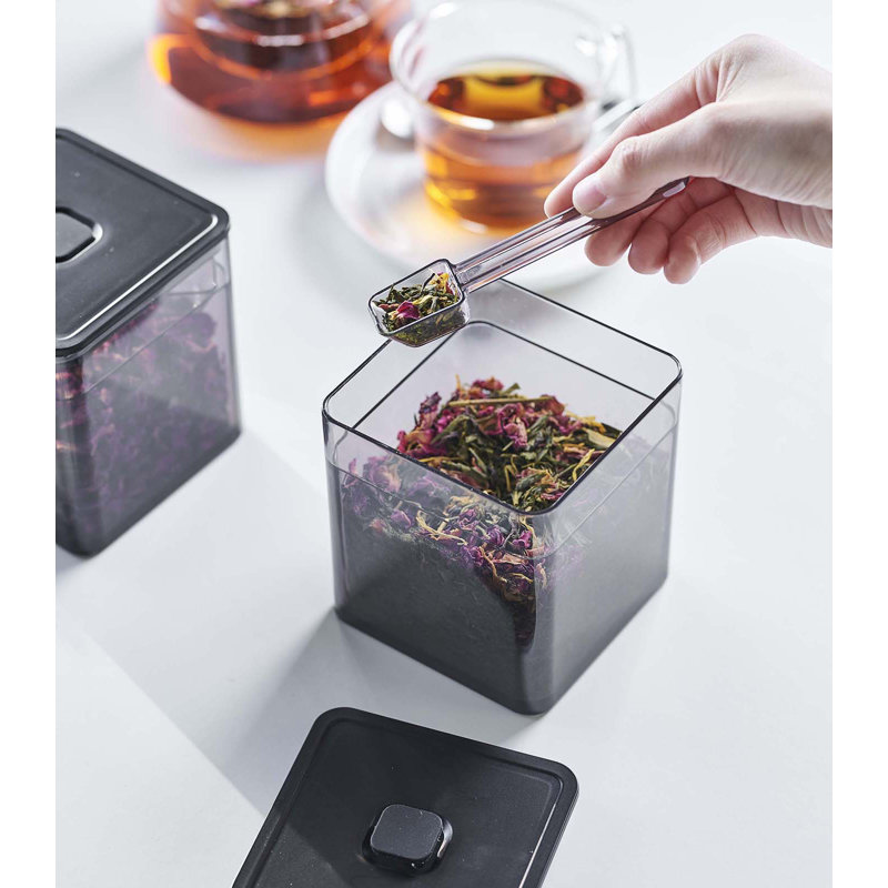 Black Plastic Vacuum-Sealing Food Container with Spoon