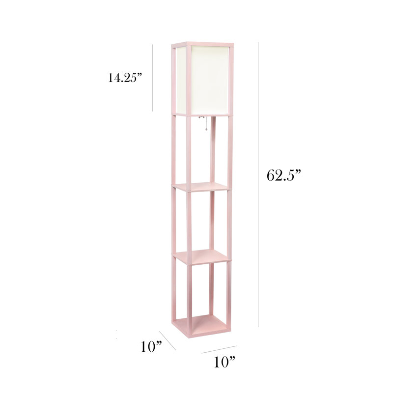 Elegant Light Pink Floor Lamp with Integrated Shelving