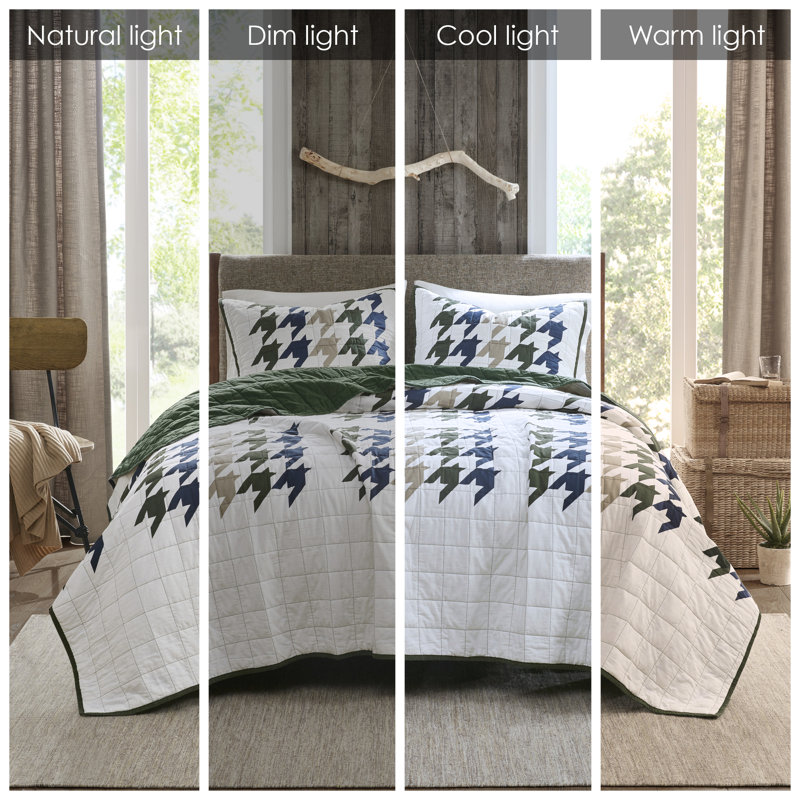 Hudson Full Green Cotton Quilt Mini Set with Shams