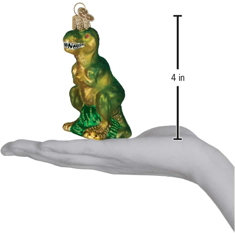 Green and Gold Glass T-Rex Hanging Ornament