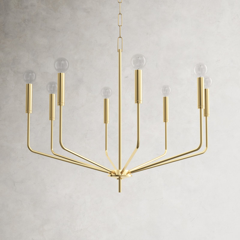 Aged Brass 8-Light Candle Style Metal Chandelier