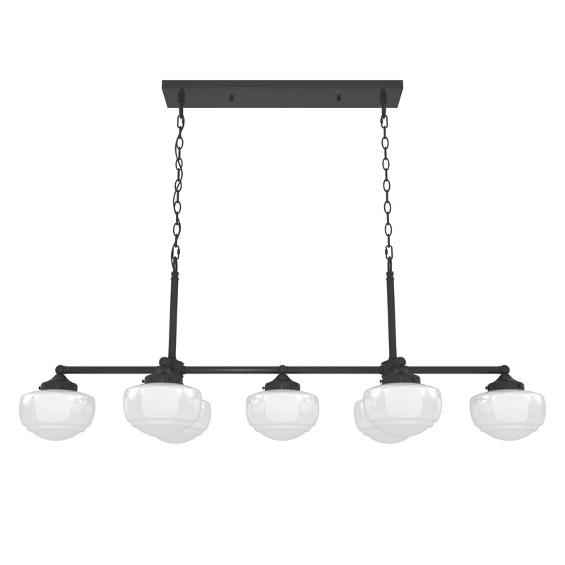 Noble Bronze 52" 7-Light Linear Chandelier with Glass Globes