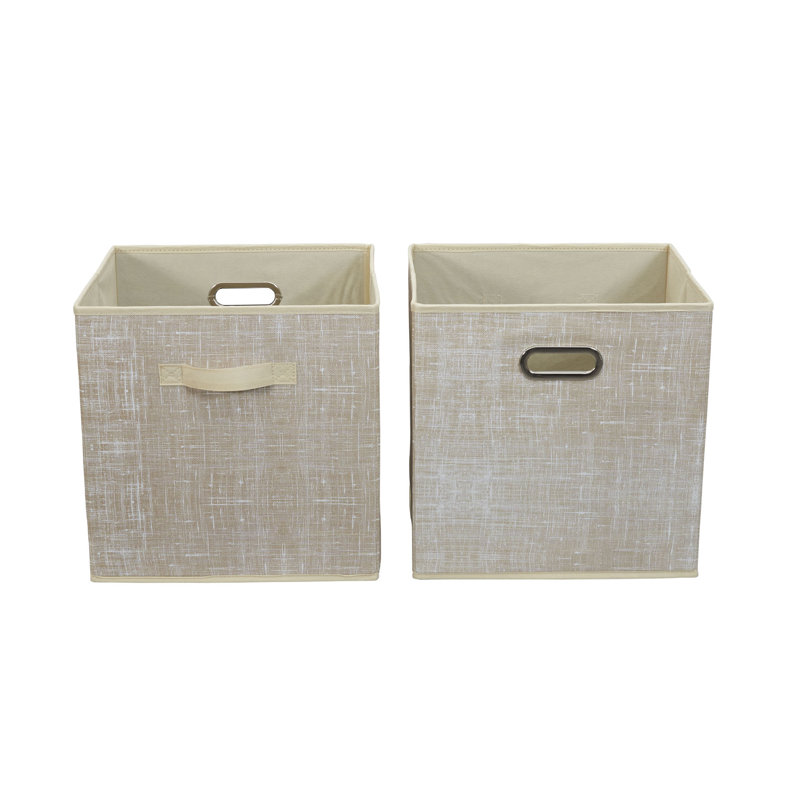 Collapsible Chic Tan Fabric Cube Storage Bin 16.5"