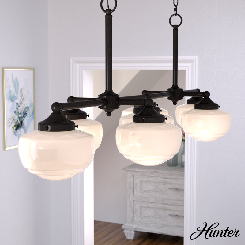 Noble Bronze 52" 7-Light Linear Chandelier with Glass Globes