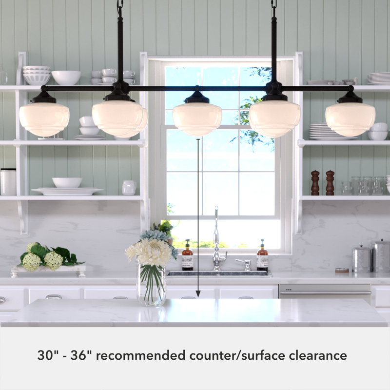 Noble Bronze 52" 7-Light Linear Chandelier with Glass Globes