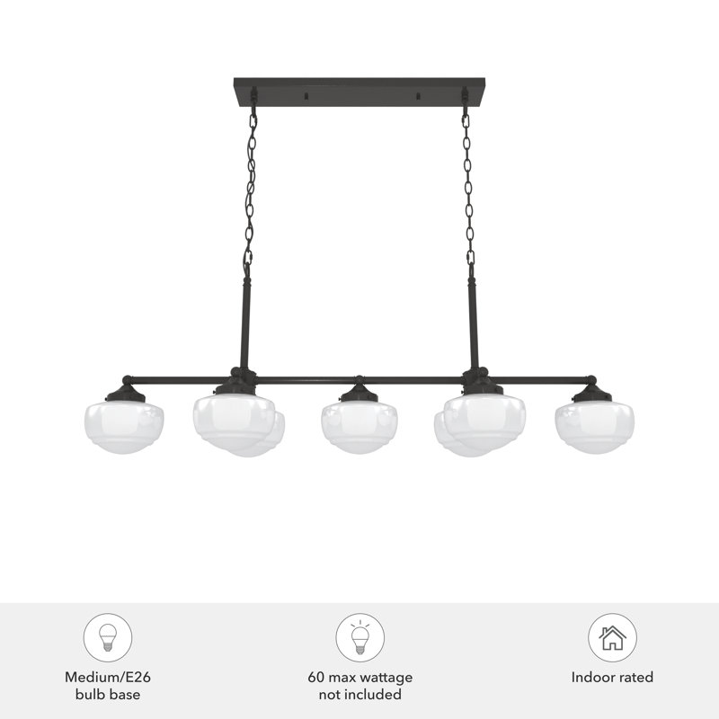 Noble Bronze 52" 7-Light Linear Chandelier with Glass Globes