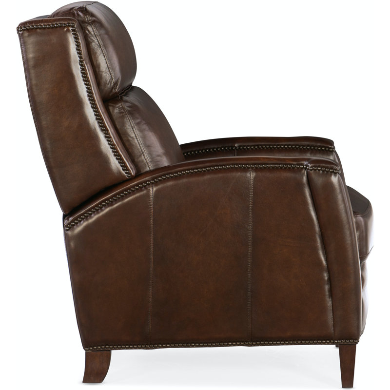 Brindisi San Marco Brown Leather Recliner with Dark Wood Base