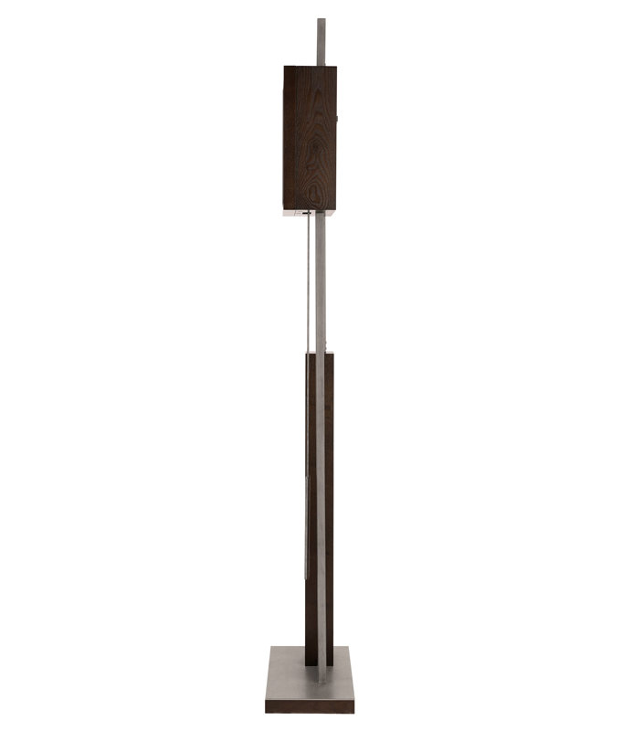 79" Dark Coffee Oak and Metal Grandfather Clock