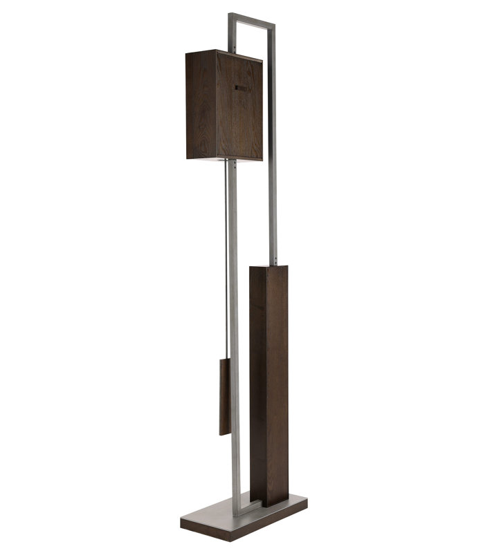 79" Dark Coffee Oak and Metal Grandfather Clock
