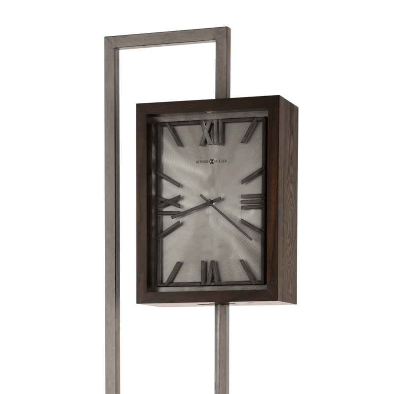 79" Dark Coffee Oak and Metal Grandfather Clock