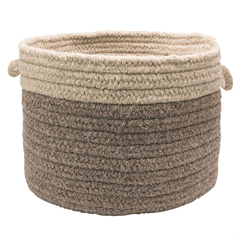 Dark Gray and Light Gray Wool Braided Storage Basket