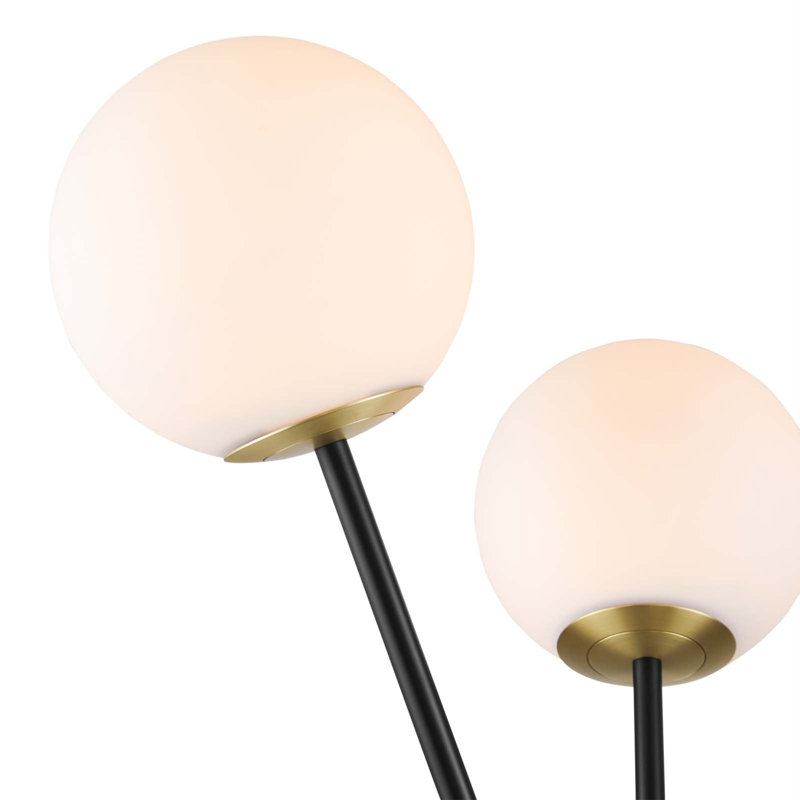 Vera Black Tripod Floor Lamp with Satin Brass Accents