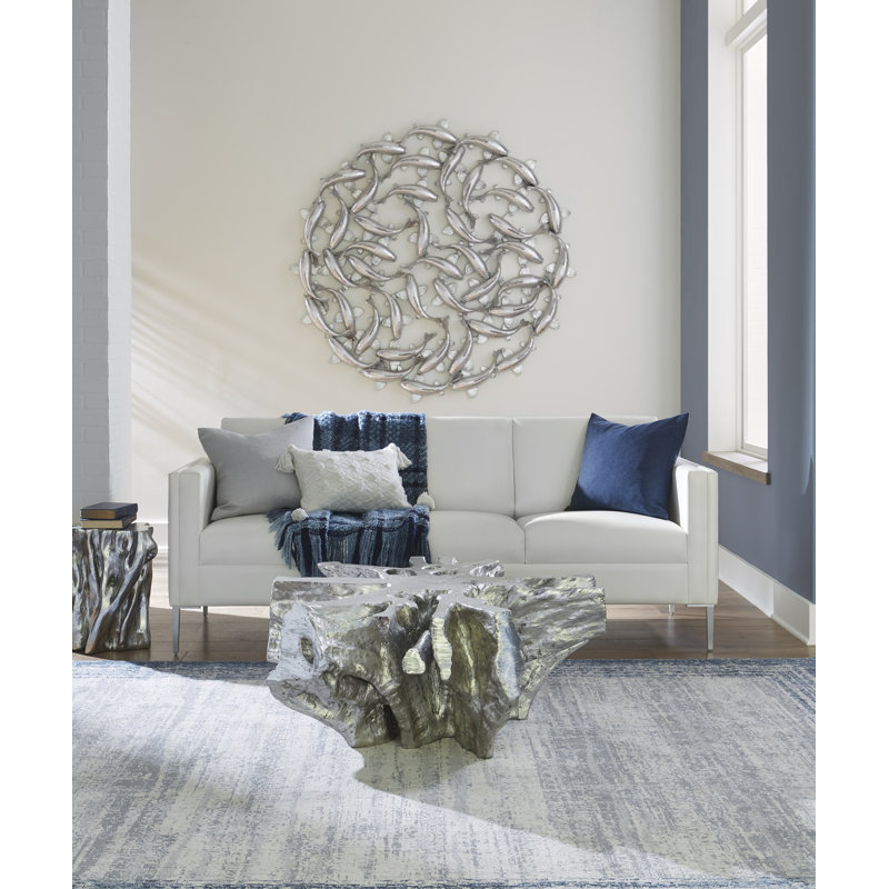 Silver Leaf Cast Metal Rectangular Coffee Table