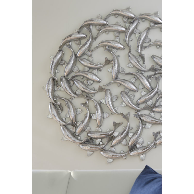 Silver Leaf Resin Koi Fish Wall Art Decor