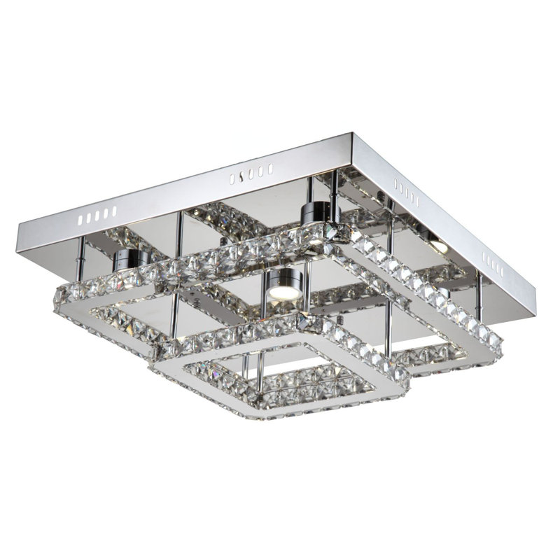 Ember Crystal Chrome LED Contemporary Flush Mount