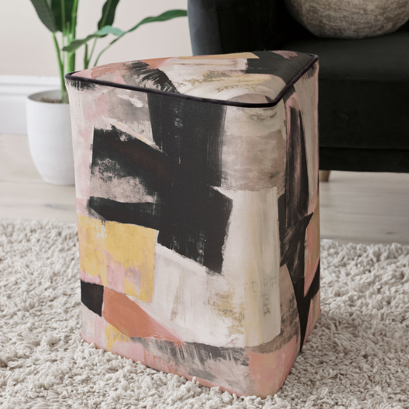 Alma Abstract Multicolor Upholstered Ottoman