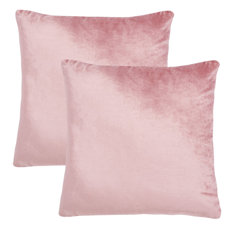 Pink Cotton Blend Square Throw Pillow Set, 18" x 18"
