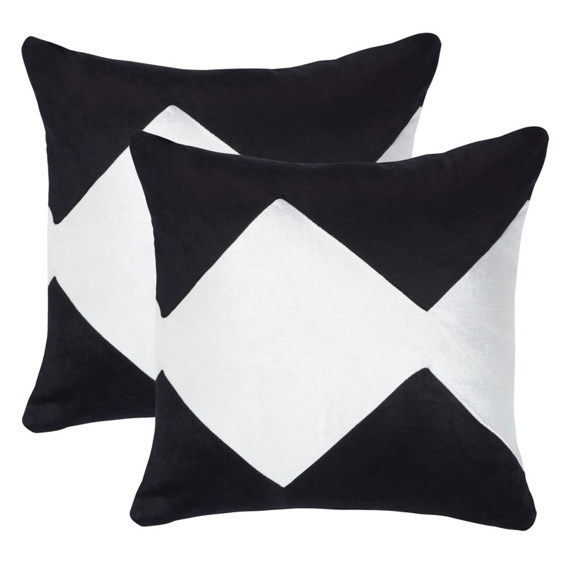 Tabytha 18x18 Black and Ivory Cotton Pillow Set