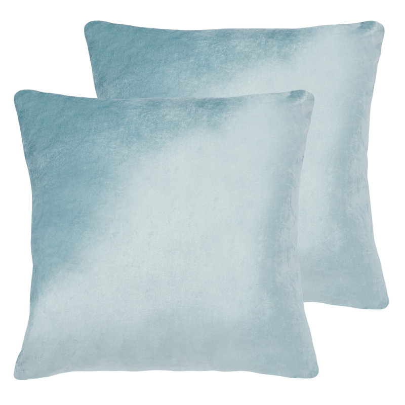 Aqua Blue Cotton Blend Square Throw Pillows, Set of 2