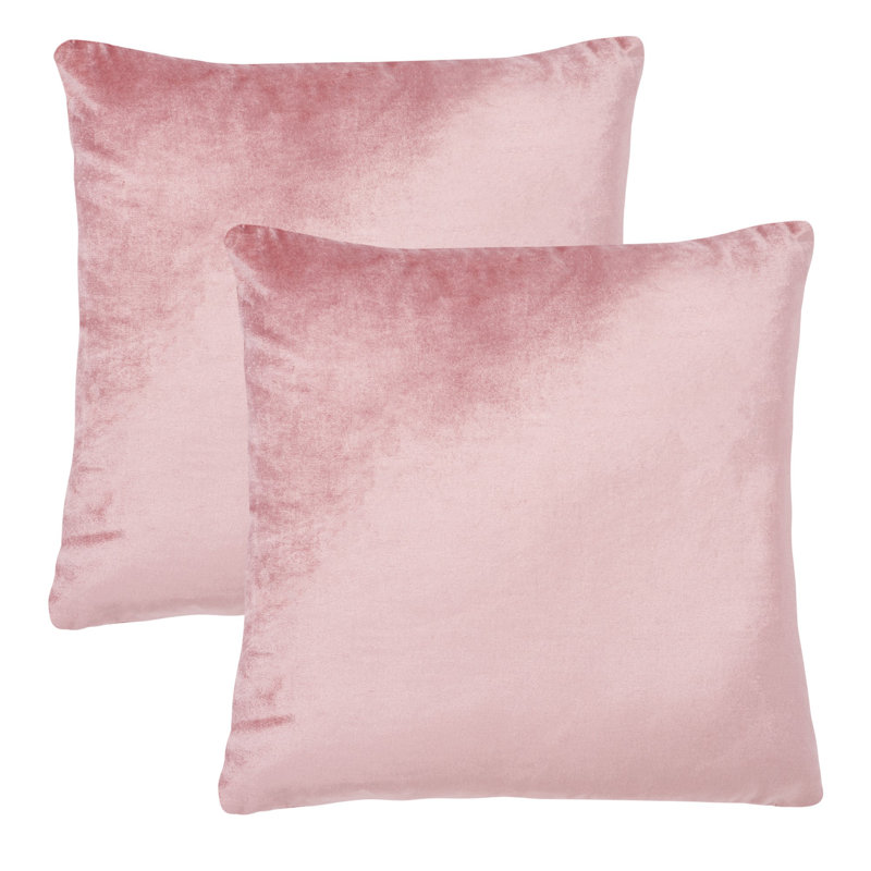 Pink Cotton Blend Reversible 18" Square Throw Pillow Set