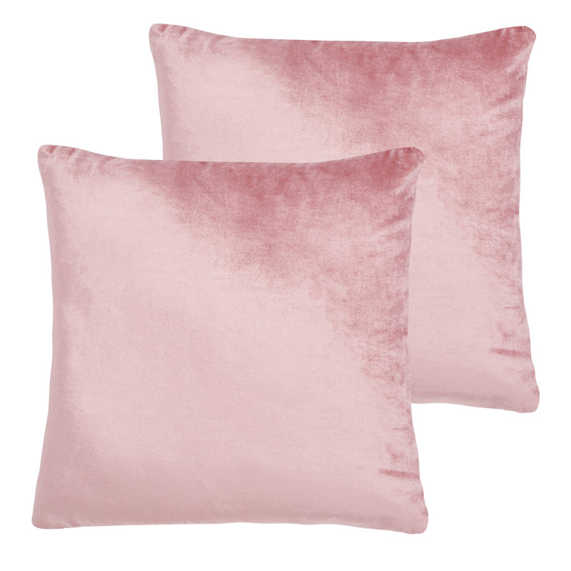 Pink Cotton Blend Reversible 18" Square Throw Pillow Set