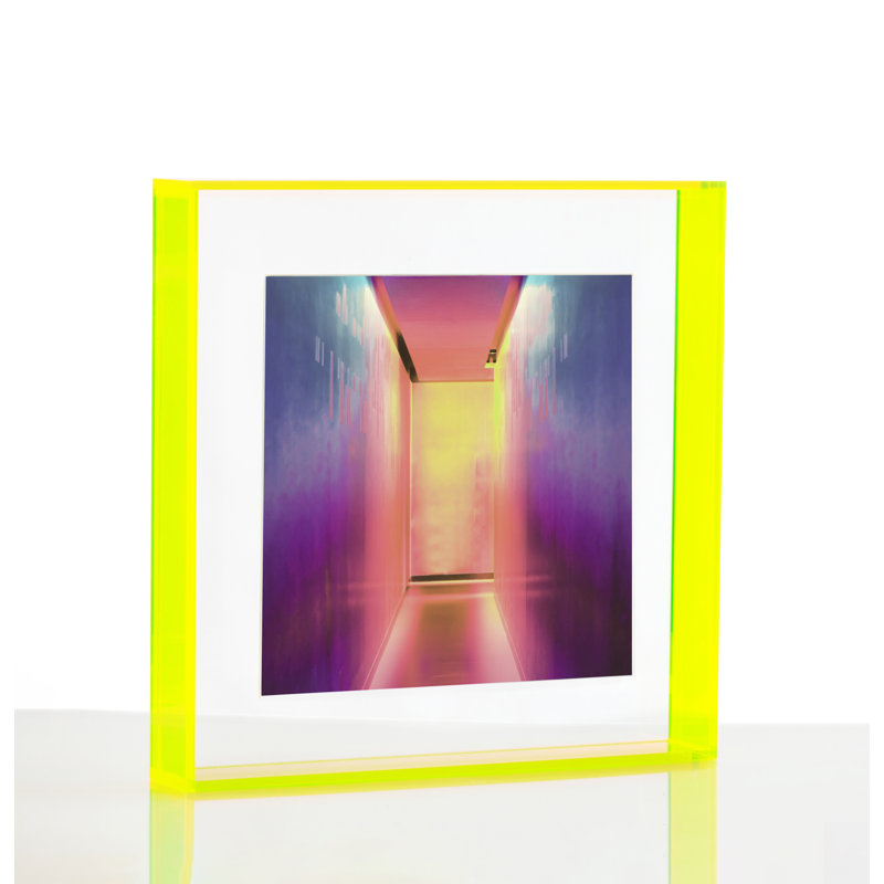 Neon Yellow Acrylic Floating Frame for Tabletop or Wall, 4x6