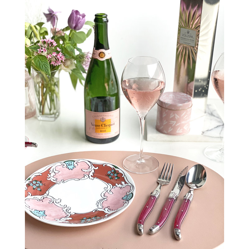Hand-Painted Porcelain 8.5" Salad/Dessert Plate in Pink and Red