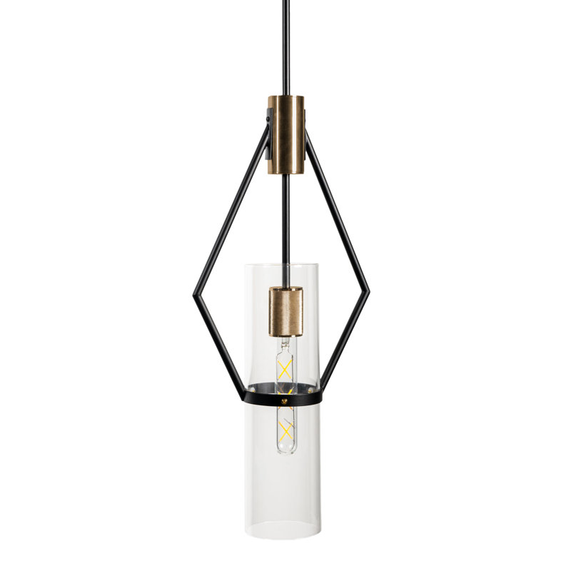 Modern Black and Brass Glass Single Pendant Light