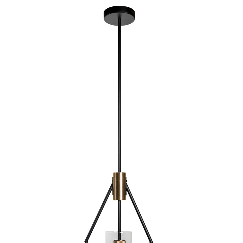 Modern Black and Brass Glass Single Pendant Light