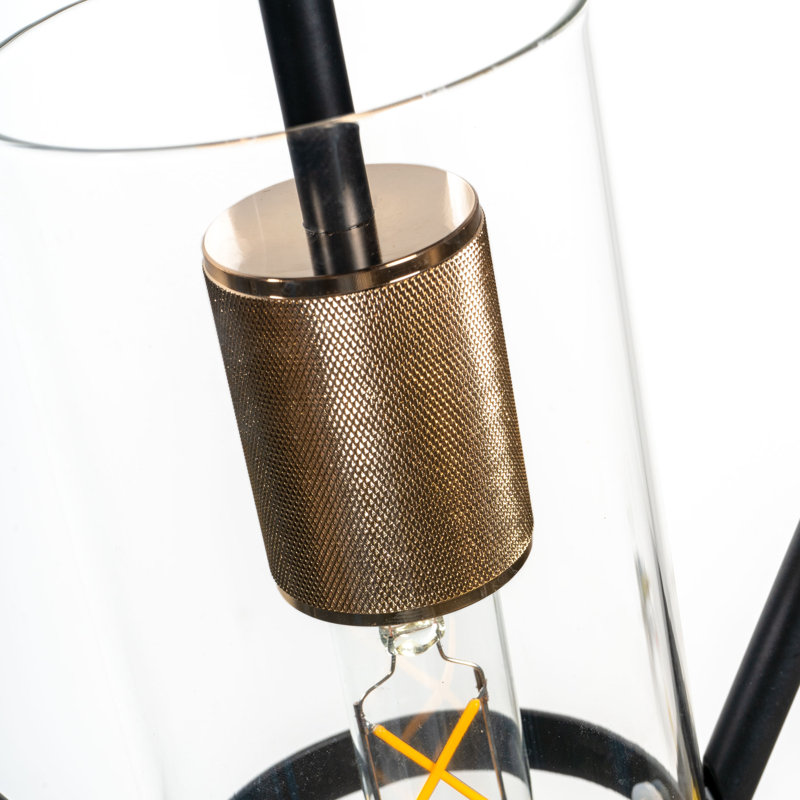 Modern Black and Brass Glass Single Pendant Light