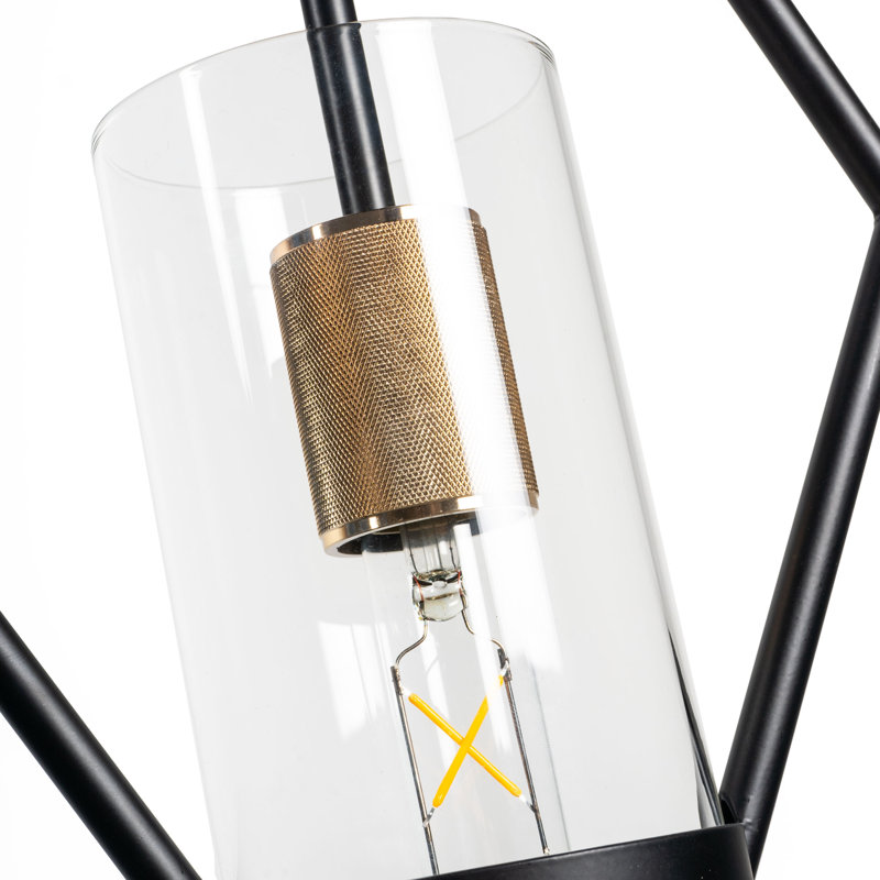 Modern Black and Brass Glass Single Pendant Light