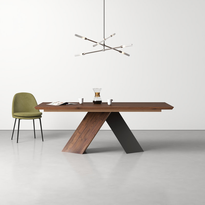 Contemporary Axio 80'' Brown and Black Solid Wood Dining Table