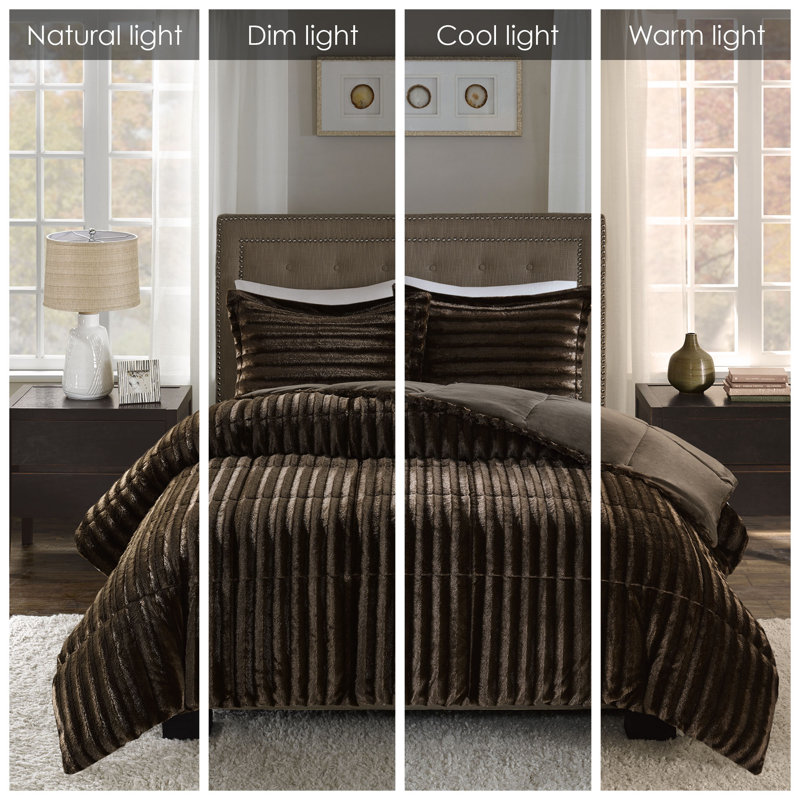 Chocolate Full Faux Fur 3-Piece Comforter Set