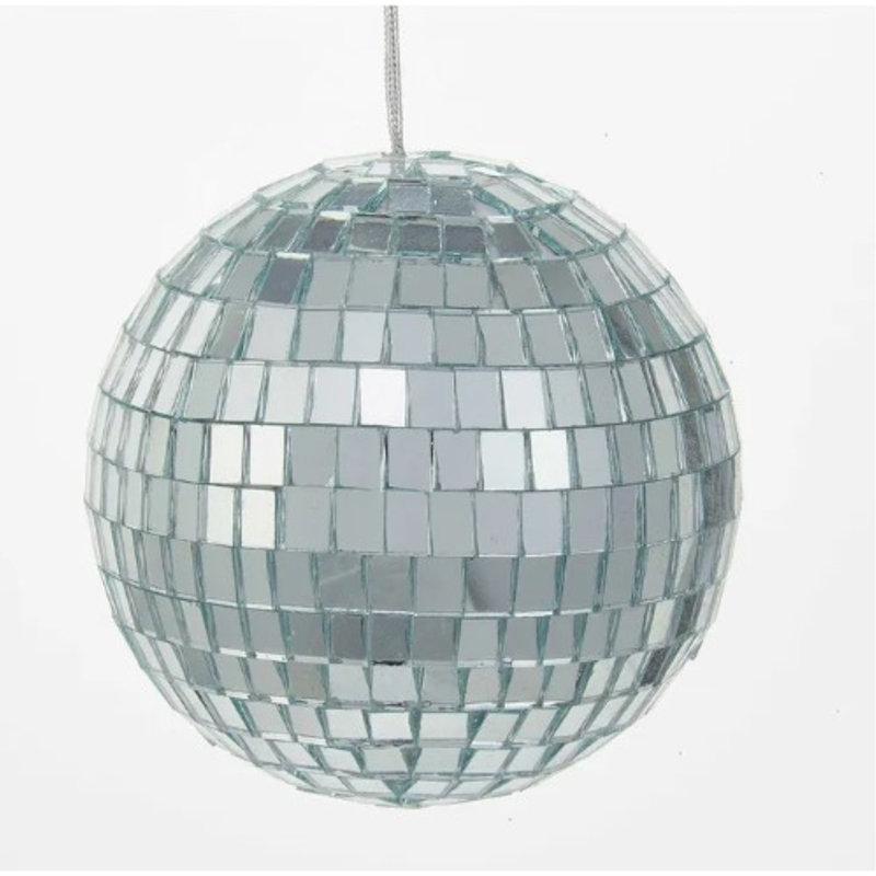 Silver Plastic Mirror Ball Ornaments Set of 4