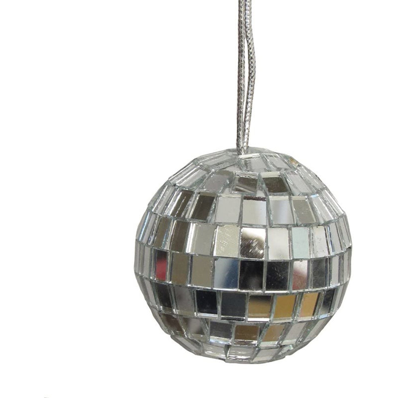 Silver Plastic Mirror Ball Ornaments Set of 4