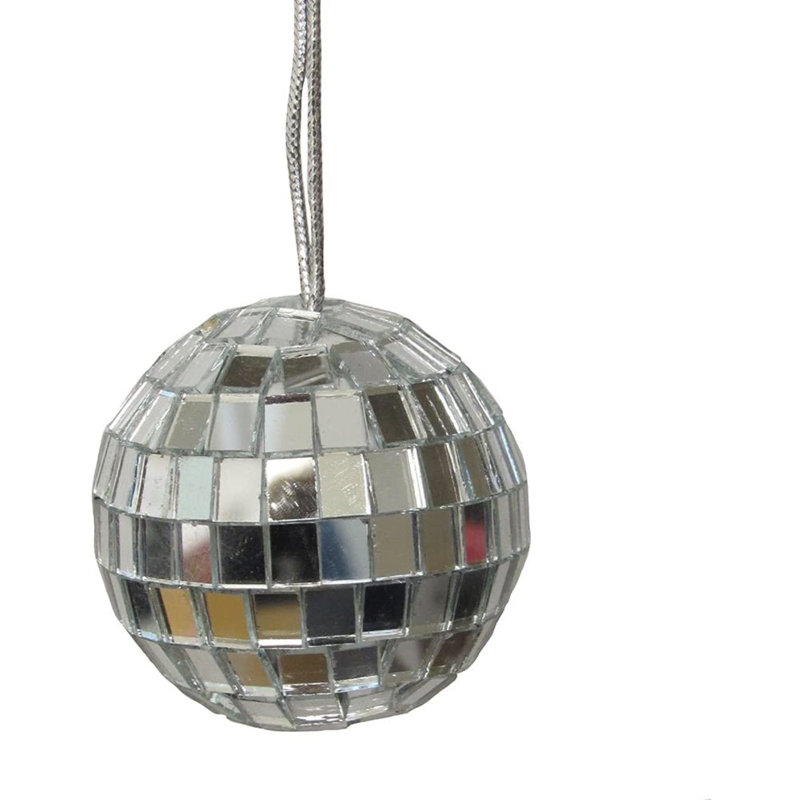 Silver Plastic Mirror Ball Ornaments Set of 4