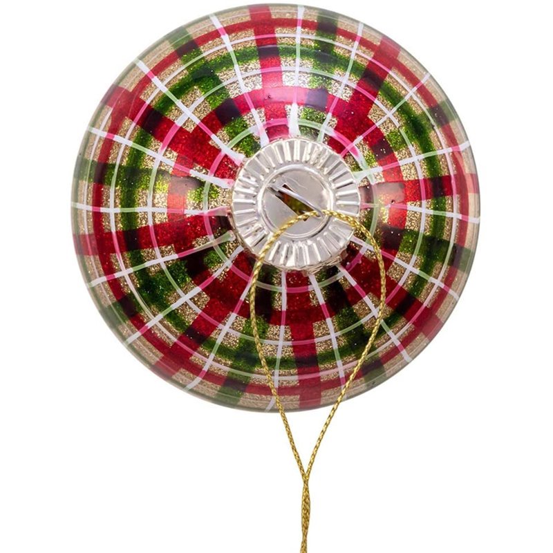Plaid Glitter Glass Christmas Ball Ornaments Set of Six