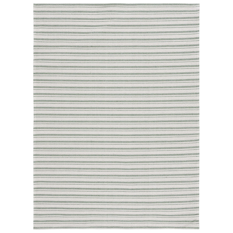 Handmade Green/Ivory Wool Braided Stripe Rug 3'x5'
