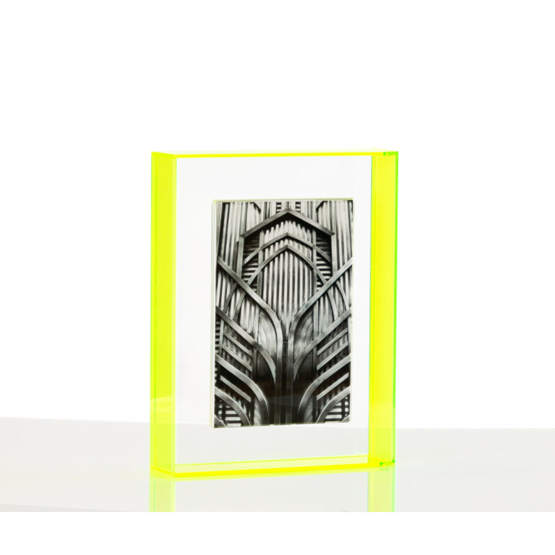 Neon Yellow Acrylic Floating Frame for Tabletop or Wall, 4x6