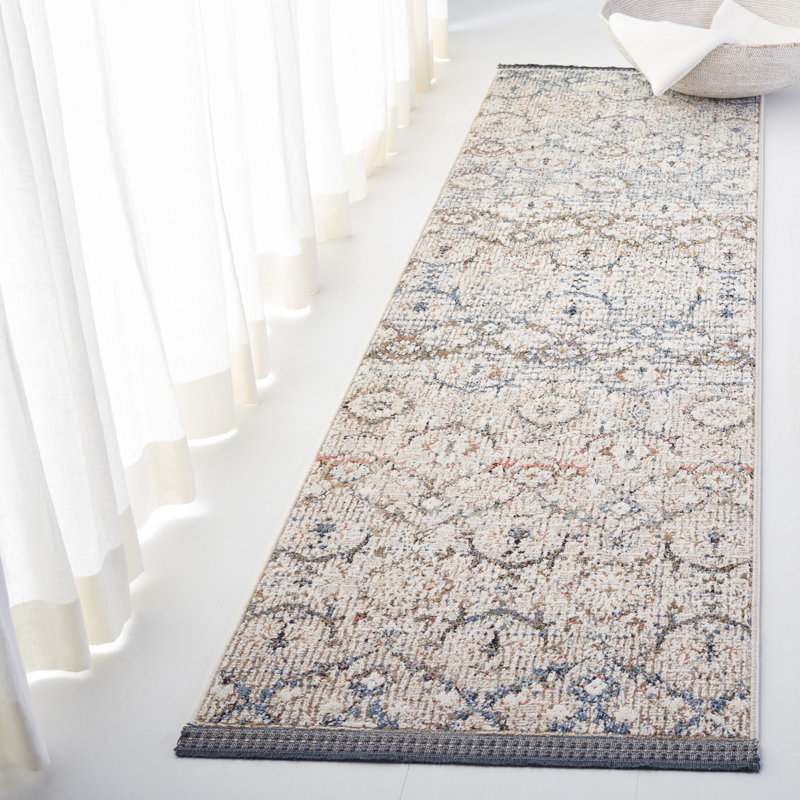 Navy and Rust Hand-Knotted Runner Rug, 2'2" x 8'
