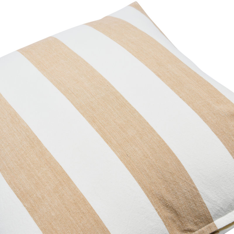 20'' Beige and White Striped Cotton Throw Pillow