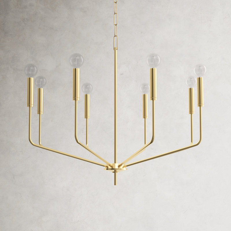 Aged Brass 8-Light Candle Style Metal Chandelier
