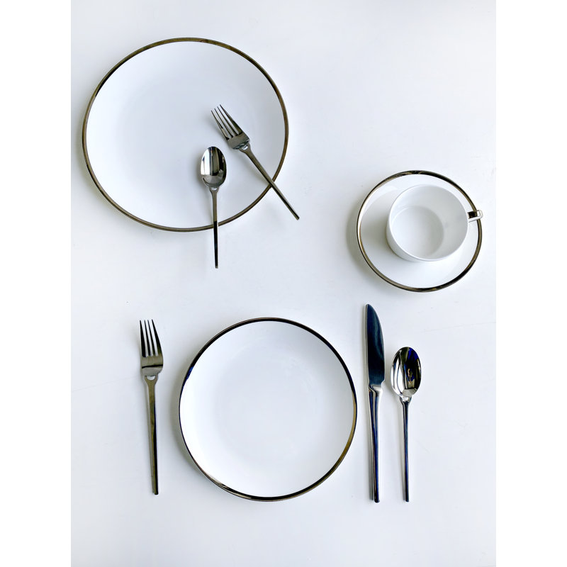 Platinum Edge 6'' Hand-Painted Porcelain Bread Plates