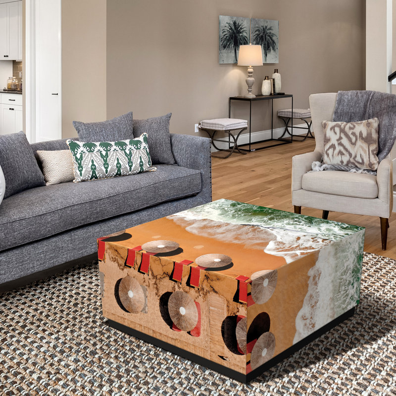 Beach Bliss Rectangular Glass and Wood Coffee Table