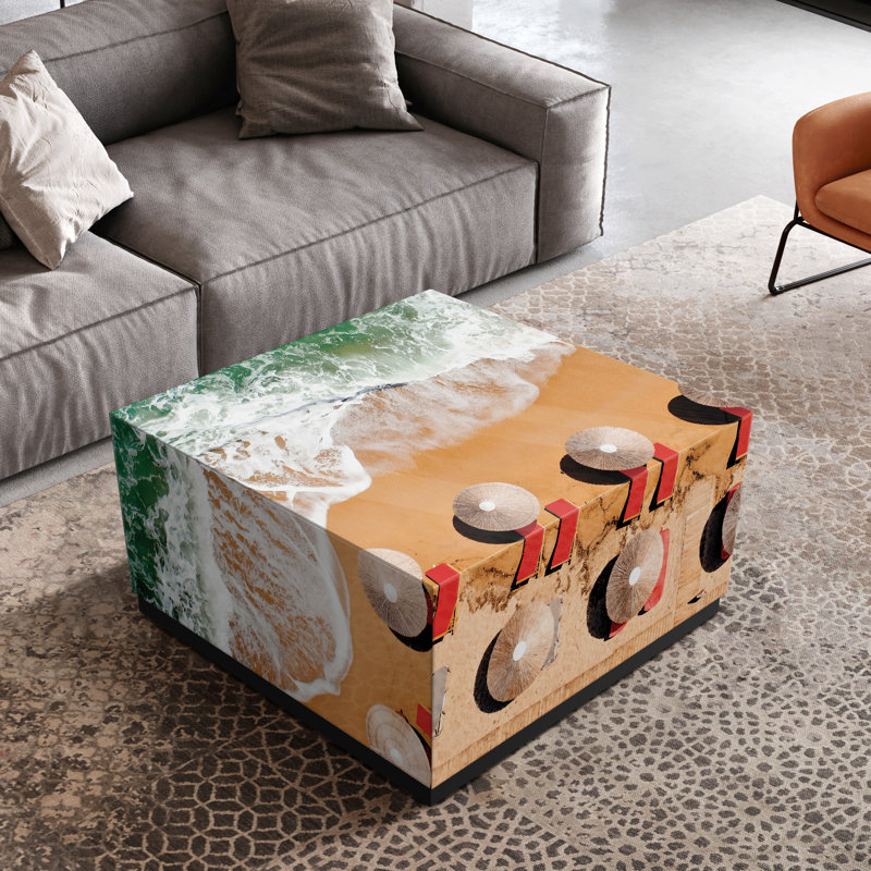Beach Bliss Rectangular Glass and Wood Coffee Table
