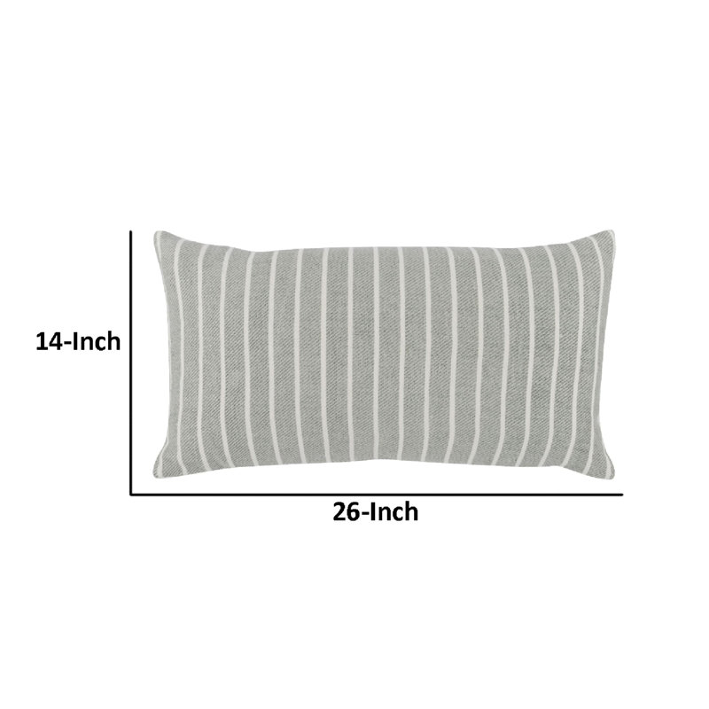 Gray and White Striped Linen Lumbar Throw Pillow