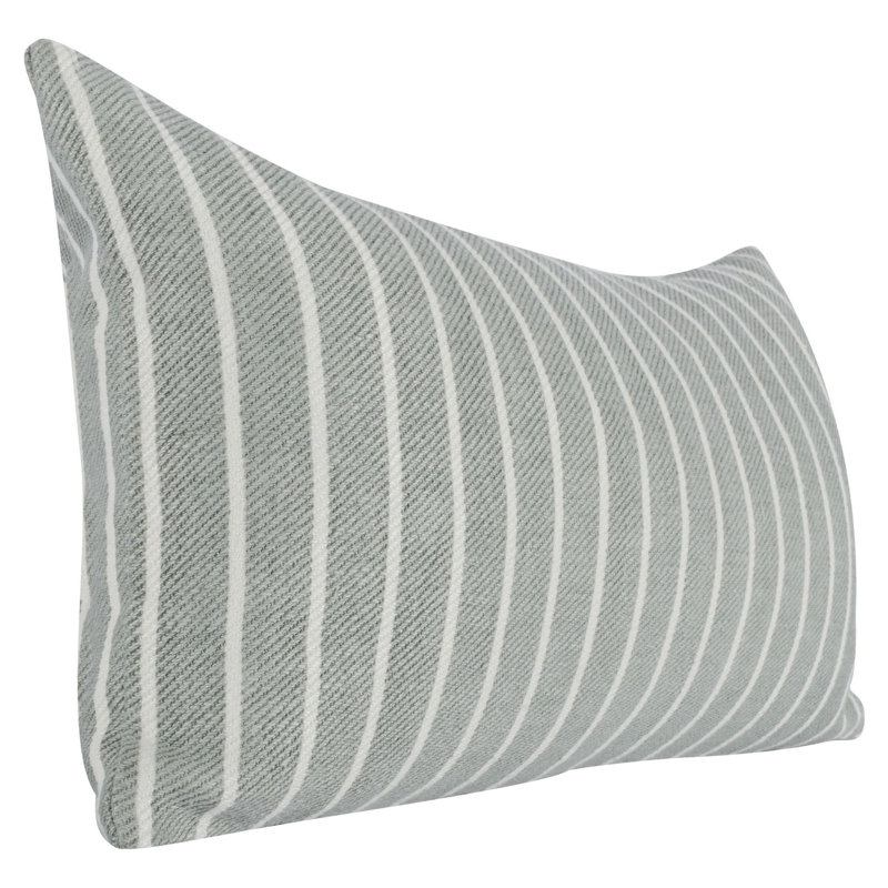Gray and White Striped Linen Lumbar Throw Pillow
