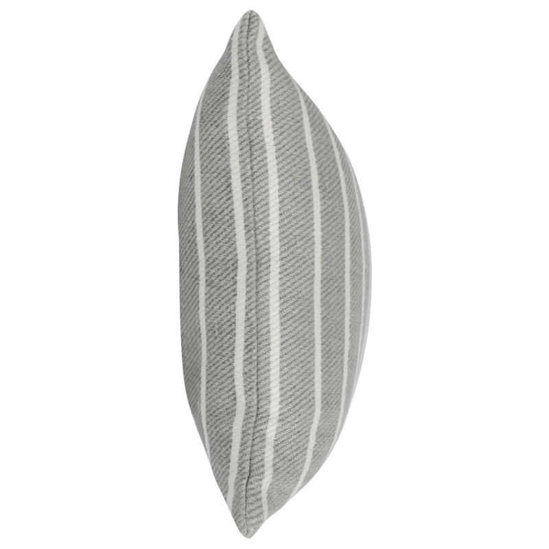 Gray and White Striped Linen Lumbar Throw Pillow